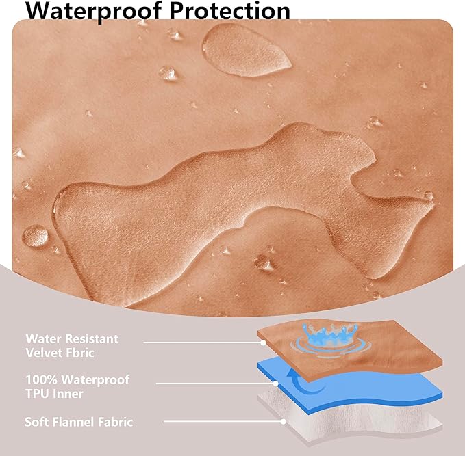 Waterproof Blanket for Couch, Leak Proof Dog Bed Blankets Reversible, Pet Throw Sofa Furniture Protector Machine Washable-52 x82,Orange+Cream