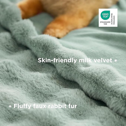 Bedsure GentleSoft Fluffy Fuzzy Twin Blanket, Soft Cozy Fleece Faux Fur Blanket, Pink Decorations Minky Velvet Couch Cover, Thick Warm Plush Women Men Birthday Gifts, 870GSM, Sage Green