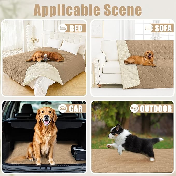 Smiry Waterproof Dog Bed Cover Blanket 30x70, Soft Reversible Pet Blanket, Washable Leakproof Cats Dogs Couch Cover for Sofa, Couch, Furniture, Camel/Beige