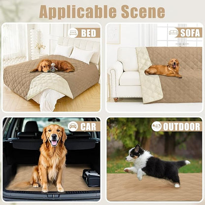 Smiry Waterproof Dog Bed Cover Blanket 40x80, Soft Reversible Pet Blanket, Washable Leakproof Cats Dogs Couch Cover for Sofa, Couch, Furniture, Camel/Beige