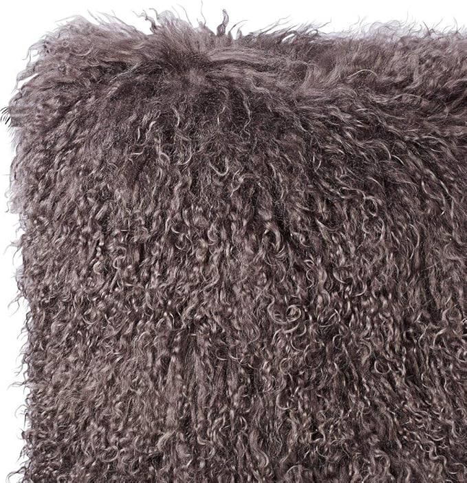 SARO LIFESTYLE Mongolian Lamb Fur Poly Filled Throw Pillow