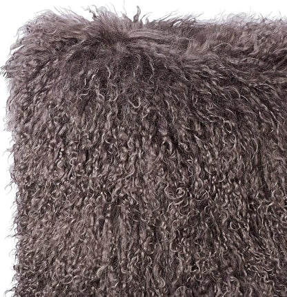 SARO LIFESTYLE Mongolian Lamb Fur Poly Filled Throw Pillow