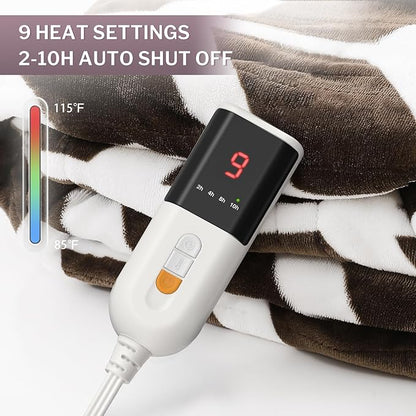 VENTIMI Electric Blanket Heated Throw, 72" x 84" Heated Blanket with 9 Heat Levels & 2 to 10 Hours Auto Off, Fast Heating Blankets with ETL & FCC Certification, Coffee