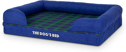 The Dog’s Bed Orthopedic Memory Foam Dog Bed with Bolsters, Oxford Fabric, Black Watch Tartan, M