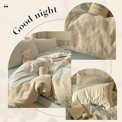 HighBuy King Comforter Set Blue Gingham Comforter for Women Men,Modern Chic Plaid Comforter Set with Ruffle Lace Fluffy Soft Grid Gingham Bedding Set Checkered Comforter with 2 Pillowcases