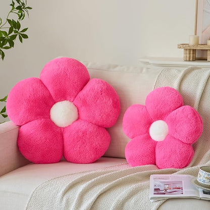 Zlgkjk Flower Pillow, Decorative Throw Pillows with Soft Plush for Couch Bed, Cute Daisy Pillow Cushion Home Decor Floral Throw Pillow (Hot Pink, 14.9 Inches)