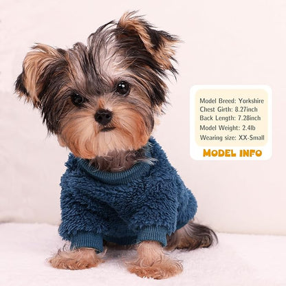 2 Pack Dog Sweater Medium Size Dog, Fleece Sweaters for Small Dogs Boy, Winter Clothes French Bulldog Sweater, Warm Soft Puppy Sweatshirt Outfit for Cats Pet Apparel, Navy Blue+Grey, M