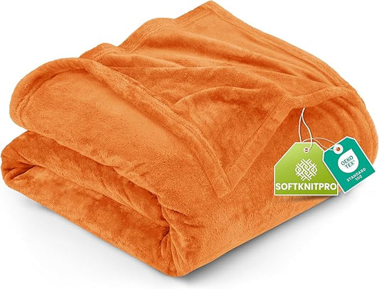 Utopia Bedding Fleece Blanket Twin Size Burnt Orange 300GSM Luxury Anti-Static Fuzzy Soft Microfiber Bed Blanket (60x80 Inch)