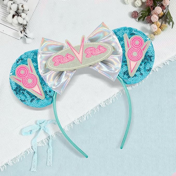 Car Mouse Ear Headbands,Sparkle Mouse Ears Headband for Women Girls Cartoon Princess Costume Cosplay Decoration (TG-blueV8)