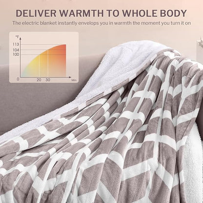 VENTIMI Electric Blanket Heated Throw, 72" x 84" Heated Blanket with 9 Heat Levels & 2 to 10 Hours Auto Off, Fast Heating Blankets with ETL & FCC Certification, Beige