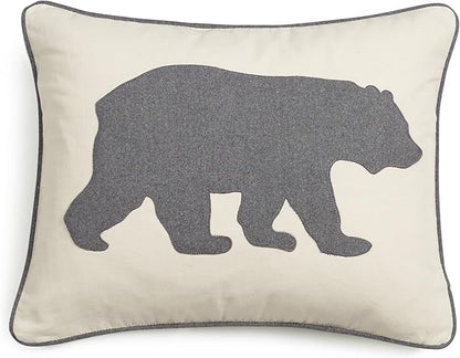 Eddie Bauer Home Throw Pillow with Zipper Closure, Perfect Luxurious Bedding Set for Bed or Sofa, 16" x 20", Bear Twill Grey