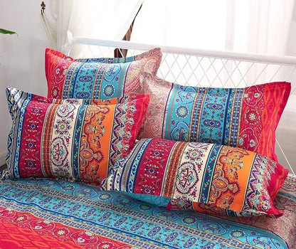 Boho Comforter Set 2 Pieces Lightweight Exotic Yellow Orange Bohemian Mandala Colorful Retro 1 Boho Comforter and 1 Pillowcases for All Seasons