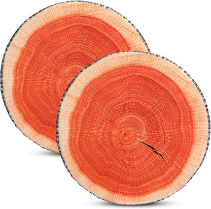 Queekay 2 Pcs Round Throw Pillow Decorative Wood Slice Floor Cushion 3D Digital Printing Forest Decor Soft Circle Pillow Cute Stump Camping Memory Foam for Home Chair Bedroom Decor(Vintage)