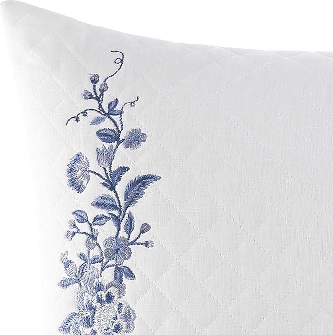 Laura Ashley - Ruffled Throw Pillow, Decorative Home Decor with Envelope Closure (Charlotte Blue, 16" x 20")