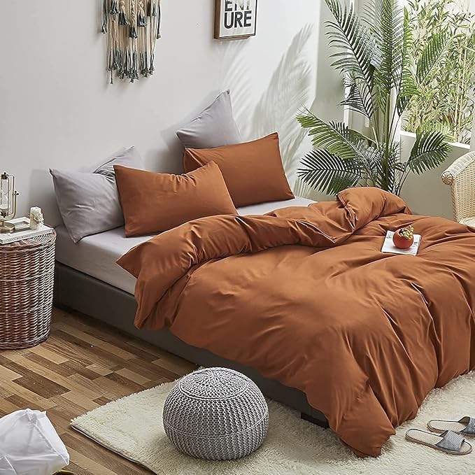 Houseri Pumpkin Color Comforter Set Twin Solid Pumpkin Bedding Sets for Boys Gilrs Women Men Teens Dusty Orange Brown Bed Comforters Set Terracotta Comforter Bedding Caramel Comforter Quilt Twin