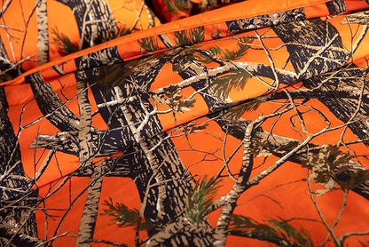Chezmoi Collection Salem 3-Piece Cabin Lodge Forest Woods Comforter Set - Nature Camo Tree Leaves Printed Soft Microfiber Bedding - Orange, Queen