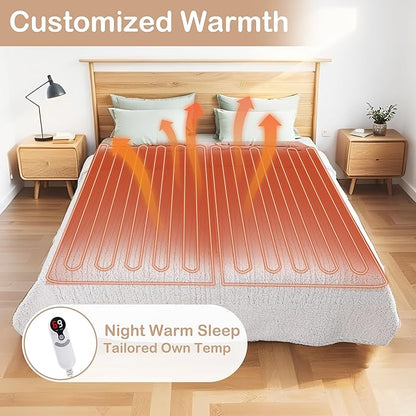Electric Heated Blanket Full Size 72"×84" with 9 Heating Levels & 1-10Hs Auto Off，Double Sided Plush Sherpa, Energy Efficient, Machine Washable, for Couch & Bed, Light Gradient Purple