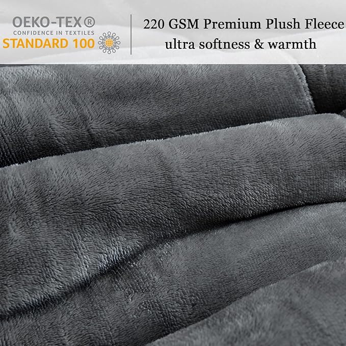 Faux Fur Comforter Set, Ultra Soft Warm Plush Velvet Comforter, Fluffy Fuzzy Fleece Bedding Comforter Sets for Fall Winter, No Shedding, 3PC, King Size, Dark Grey
