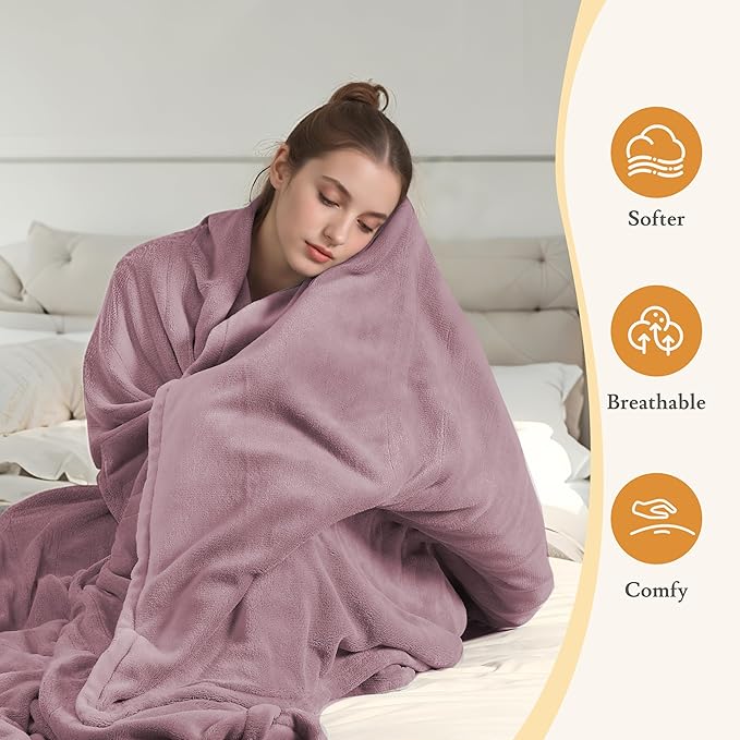 Electric Heated Blanket 50"x60" Throw Size Coral Fleece - 4 Heat Settings & 3H Auto Shut Off, Fast Heating, Machine Washable for Bed, Couch, Office - Dark Pink
