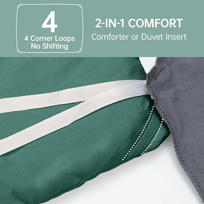 MUXHOMO Full Comforter Sets, All Season Ultra Soft Down Alternative Bedding - 3 Piece Lightweight Bed Set Includes 1 Comforter (82"x86") and 2 Pillow Shams (20"x26"), Emerald Green