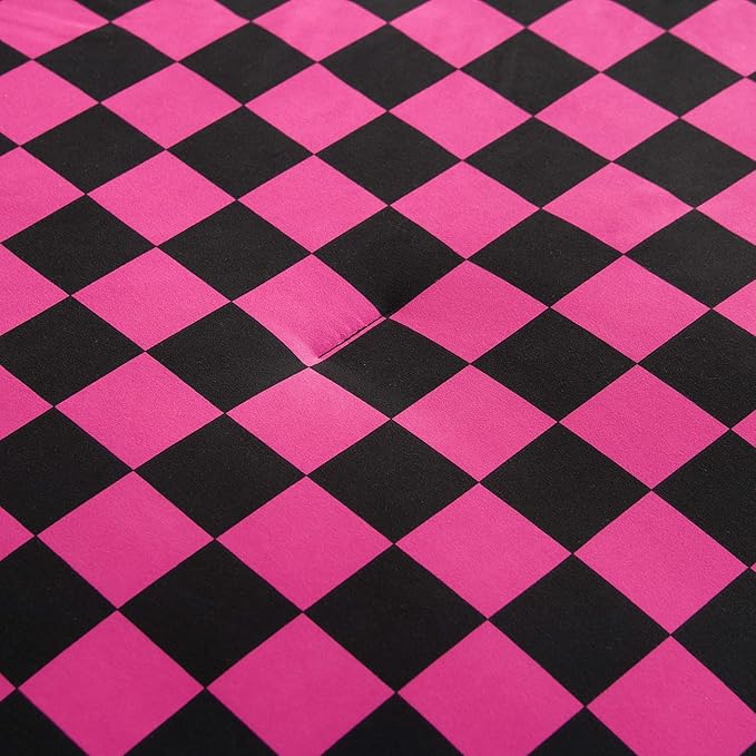Juicy Couture Reversible Checkerboard Comforter Set 6-Piece Full/Queen Set, Black/Hot Pink