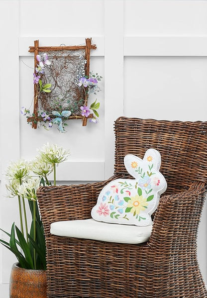 C&F Home Easter Bunny Rabbit Cotton Blend Shaped Accent Pillow 14" x 14" Spring Springtime Home Living Room Sofa Couch Chair Bed Bedroom Decor Decoration 14" x 14" Multicolored