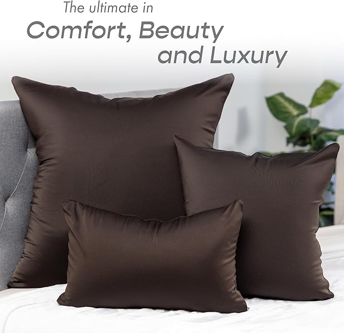 PILLOWY 22" x 22" Throw Pillow - Black: 1 PCS Luxurious Premium Microbead Pillow with 85/15 Nylon/Spandex Fabric. Forever Fluffy, Outstanding Beauty & Support. Silky, Soft & Beyond Comfortable