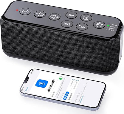 Sound Machine with Bluetooth Speaker, Rechargeable White Noise Machine, Powerful Battery for Sleep, Office, Privacy, Timers Memory Function, 15 Soothing Sound, White Noise, Rain, Fan, Ocean