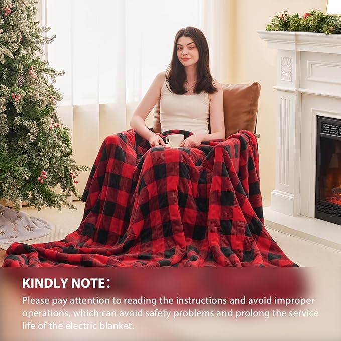 Homemate Electric Blanket Heated King Size - 100“x90“ Ultra Soft Cozy Flannel Heating Blanket with 10 Fast Heat Levels 8 Hours Auto Off Over-Heated Protection ETL Certification Keep Warm in Home