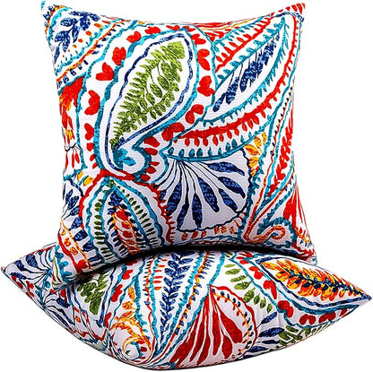 JMGBird Outdoor Throw Pillows Set of 2 - Durable Patio Pillows with Inserts, 18x18 Inch Square Decorative Pillows for Patio Furniture