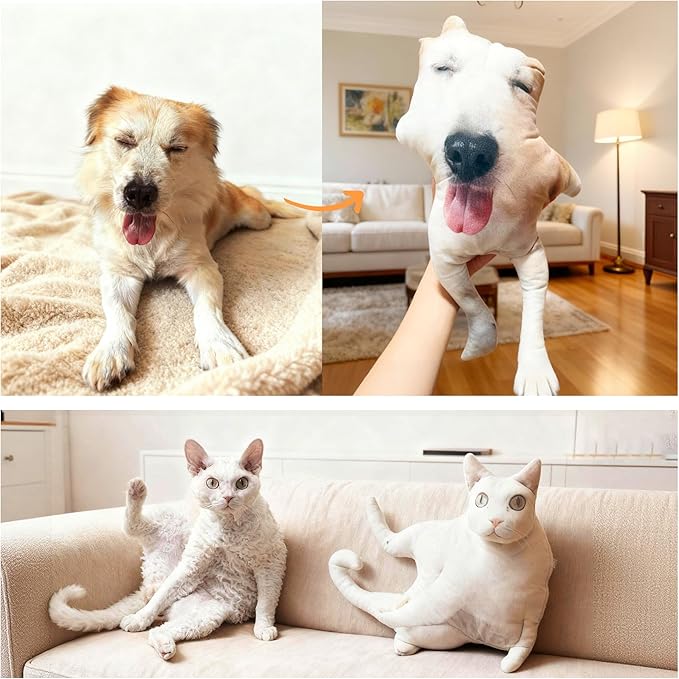 Custom Ugly Pet Pillow - Personalized Cute Dog Cat Pillows with Funny Photo - Customized Stuffed Animal Pillow Without White Edges - Funny for Friends Pet Lover