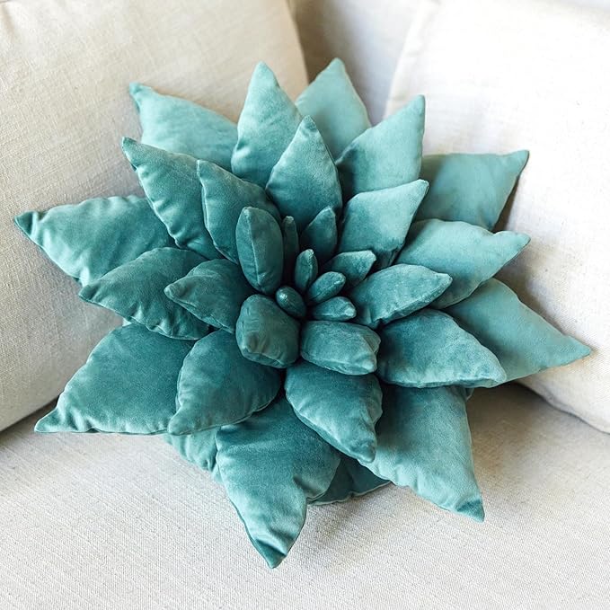3D Mist Green Plant-Inspired Pillow | Large 17 Inch Plant Pillow | Cute Decorative Throw Pillow | Soft Plush Decorative Cushion | Plush Cushions for Bedroom and Home Decoration