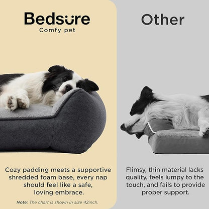 Bedsure SupportMax XL Pro Orthopedic Dog Beds Large Sized Dog - Extra Thick Supportive Dogs Couch with Waterproof Washable Cover, Extra Large Comfort Pet Sofa with Sherpa & Nonskid Bottom, Grey, 45"