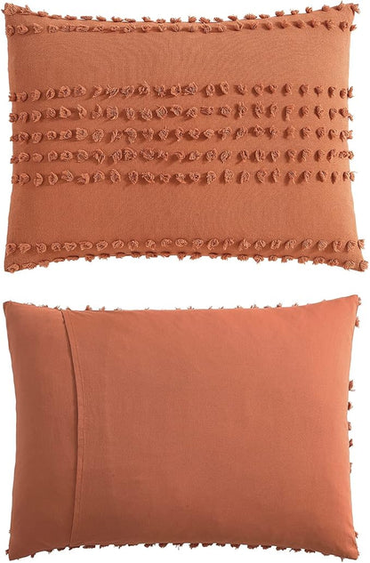 Swift Home Marilla 100% Cotton Prewashed Yarn-Dyed Dobby Clip Dot 5-Piece Bedding Comforter Set, All Season & Breathable, Oeko-TEX Certified – Brick, King