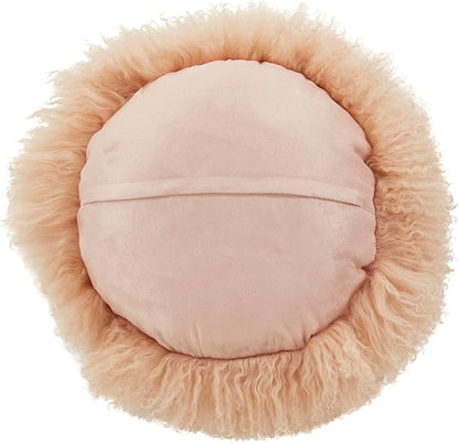 SARO LIFESTYLE Mongolian Lamb Fur Poly Filled Throw Pillow