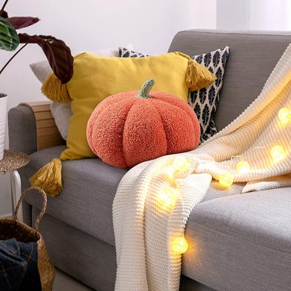 Queekay 2 Pcs Pumpkin Pillow Plush 11 x 9.5 Inch Thanksgiving Stuffed Pumpkin Decor for Fall Home Bedroom Throw Pillow Cushion Gifts for Holiday Operation Christmas Halloween Car Sofa(Orange)