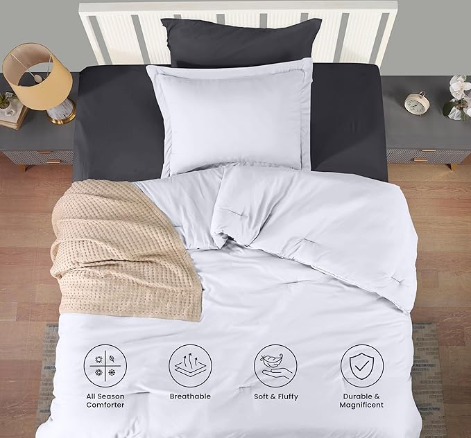 Twin Comforter Set 2 Piece White by Utopia Bedding, Comforters Twin Size, Bedding Comforters Sets, Down Alternative Soft Bed Set, 1 Comforter (64 x 88 inches) 1 Pillow Shams (20 x 26 inches)