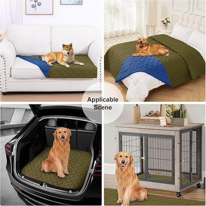 Smiry Reversible Waterproof Couch Covers for Sofa, Washable Dogs Pet Couch Covers for 3 Cushion Sofa Pet Friendly, Water Resistant Furniture Protector Slipcover, Geometric (40"x50", Green/Navy)