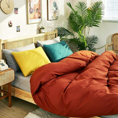 CLOTHKNOW Burnt Orange Full Comforter Set 3Pcs Rust Bedding Comforter Sets Soft Terracotta Comforter Caramel Comforter with 2 x Pillowcases
