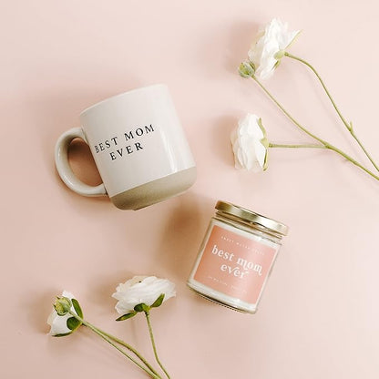 Sweet Water Decor Best Mom Ever Stoneware Coffee Mugs - 14Oz Cute Coffee Mugs for Hot and Cold Drinks - Dishwasher and Microwave Safe - Mothers Day Gift - Ideal for Tea & Espresso