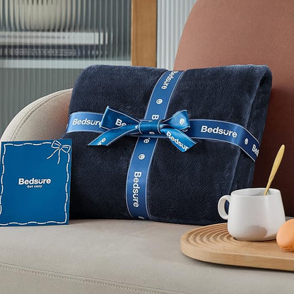 Bedsure GentleSoft Fleece Blanket California King Navy Blue - Lightweight Plush Fuzzy Cozy Soft Bed Blankets, 102x96 inches