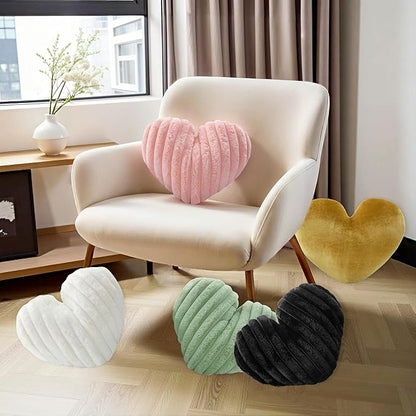 16 Inch Gold Heart Pillow Decorative Throw Pillows, Heart Shaped Soft Fluffy Cute Pillows Cushions for Valentines Wedding Couch Chair Bed Bedroom Room Home Decor Aesthetic (1, Gold, Medium-16"x13")