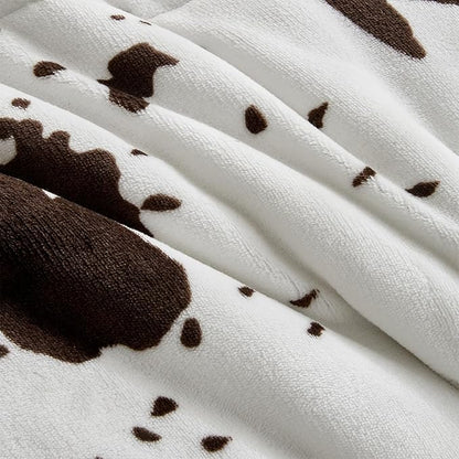 Petrichor Velvet Flannel Twin Comforter Set-Cow Print Western Style Blanket,Luxury Fuzzy Heavy Bedding Set, 2 Pieces Plush Winter Bed Set with Comforter (68"x88") & 1 Pillow Shams (20"x26")
