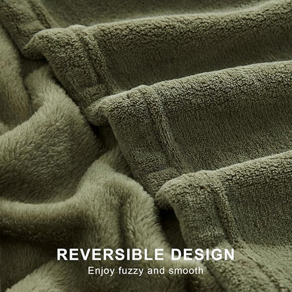 Hansleep Fleece Moss Green Throw Blanket, Super Soft Fuzzy Plush Cozy Blanket for All Seasons, Moss Green, Throw 50x60 Inches