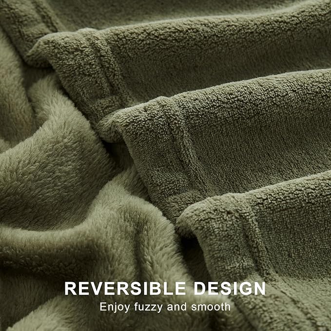 Hansleep Fleece Moss Green Throw XL Blanket, Super Soft Flannel Fuzzy Plush Cozy Blanket for All Seasons, Moss Green, Throw XL 50x70 Inches