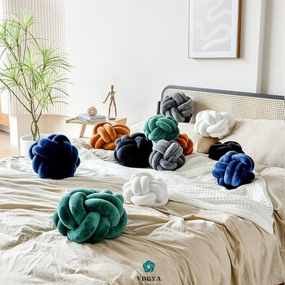 Knot Pillow Ball, Soft Home Decorative Throw Pillows Cushion, Round Changeability Knotted Pillows, Modern Home Handmade Cushions for Bedroom, Sofa, Couch (8 Inch, Caramel)