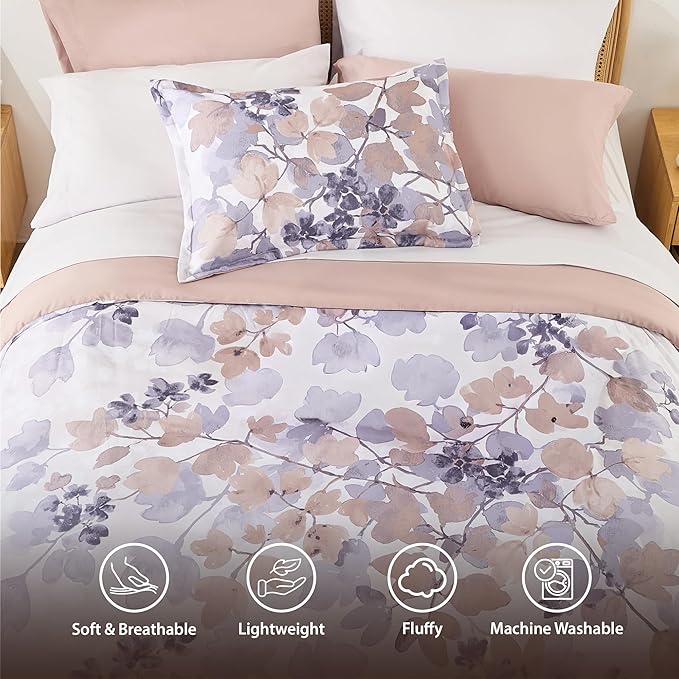 Twin XL Comforter Set Terracotta Bed Set, 6 Pieces Cute Floral Bedding Set Ultra Soft Botanical Flowers Comforter, Sheets, Pillowcases & Sham