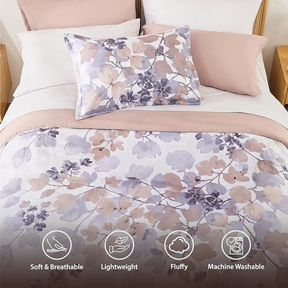 Twin XL Comforter Set Terracotta Bed Set, 6 Pieces Cute Floral Bedding Set Ultra Soft Botanical Flowers Comforter, Sheets, Pillowcases & Sham