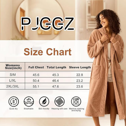 Women's Shawl Collar Bathrobe, Soft Long Towel Robes for Women - Super Absorbent Quick Dry yet Warm