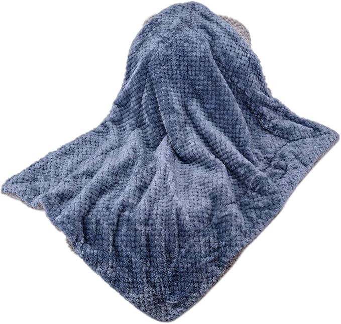 DG Plush Fleece Receiving Blanket for Dog, Cat, and Pet - Warm and Soft, 32" x 40", Smoked Blue